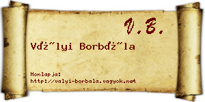 Vályi Borbála névjegykártya