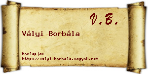 Vályi Borbála névjegykártya